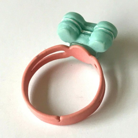 Vintage Disney Mickey Mouse Ears Ring Size 5 6 7 Macaroon Snacks Pink Aqua - Picture 9 of 10